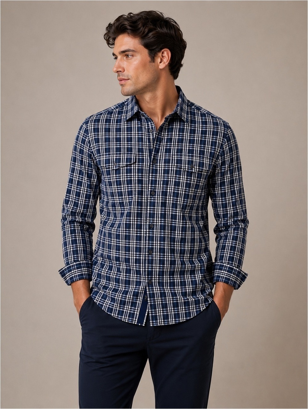 Banana Republic Slim Fit Plaid Dressy Button-Down Cotton Preppy Shirt Men’s M